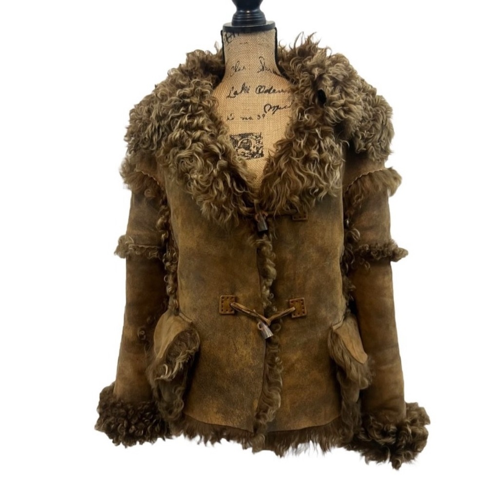 Shearling Sheepskin Suede Bohemian Penny Lane Coat Medium
